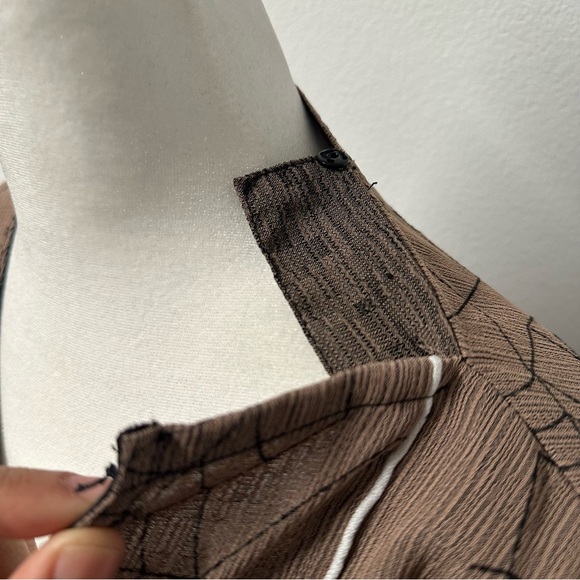 Brown Printed Abaya with Button Detail | Modest Long Dress | L - Picture 7 of 8